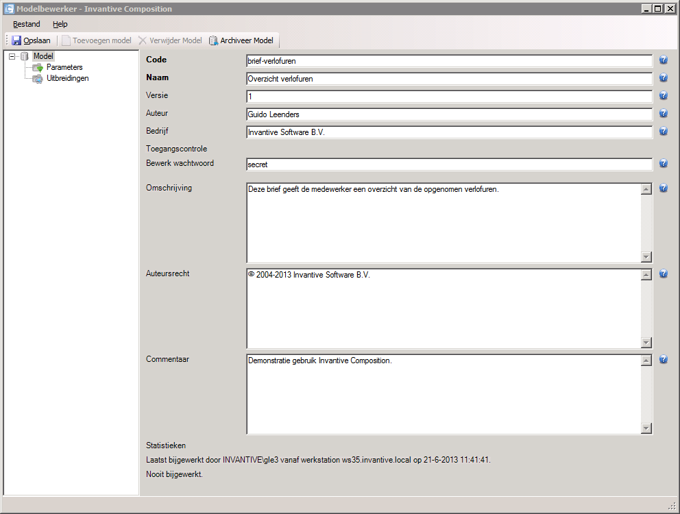 Edit model for the document