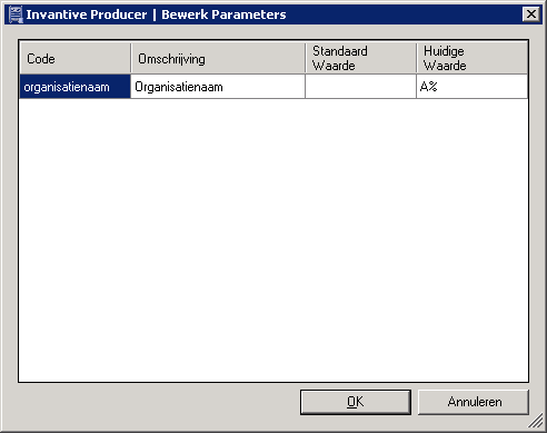 Scherm Invantive Control Parameterwaarden Scherm Invantive Control Parameterwaarden