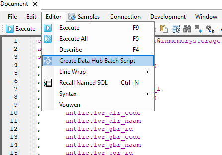 invantive-data-hub-editor-menu