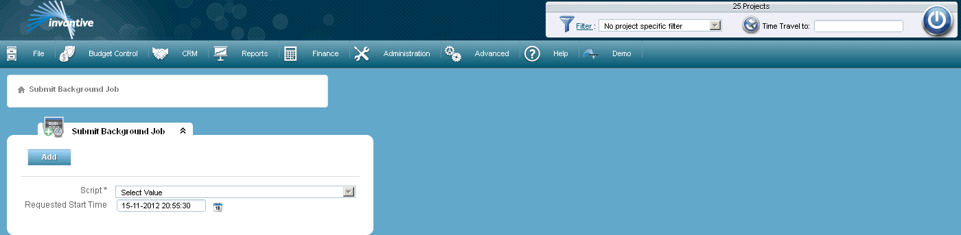 Background Process Submit Screen Background Process Submit Screen