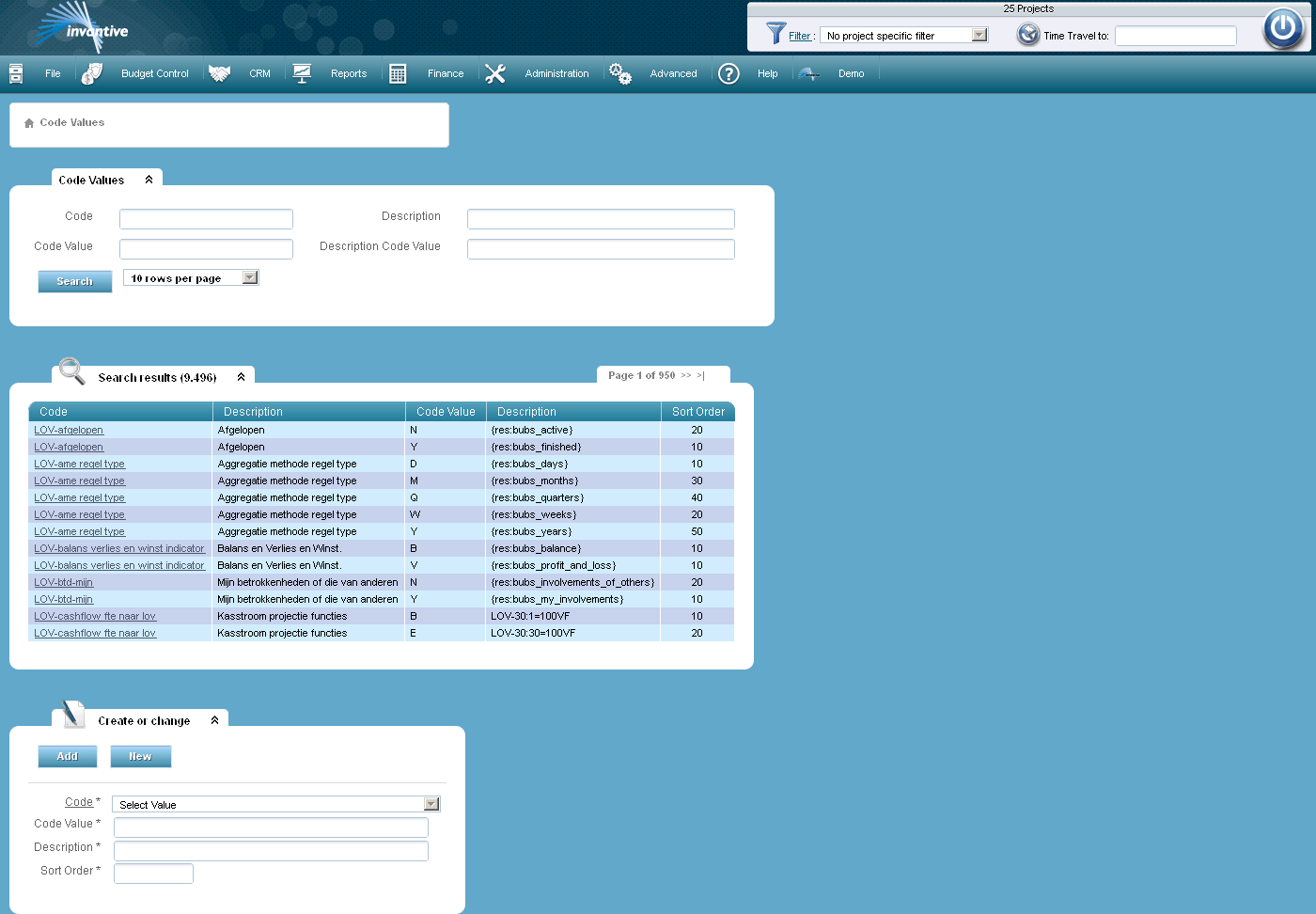 Code Values Screen Code Values Screen