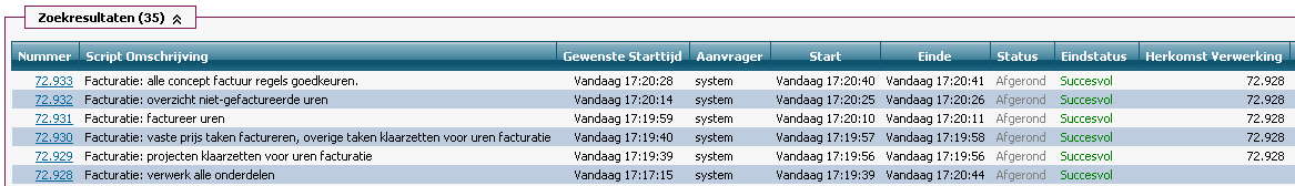 Screen webfrontend job Invoicing: process all parts