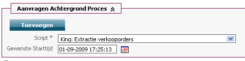 Screen webfrontend background job King: Extraction sales orders
