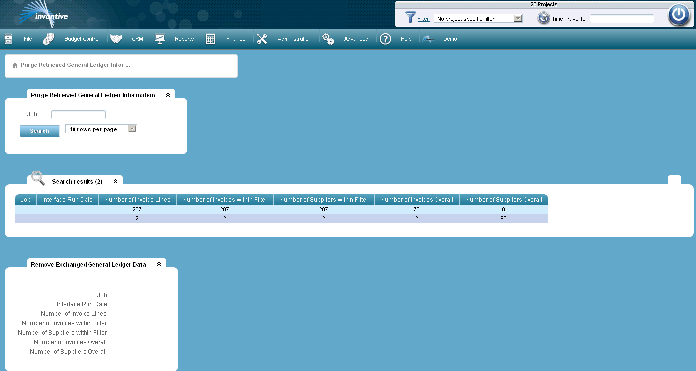 Delete General Ledger Data Screen Delete General Ledger Data Screen
