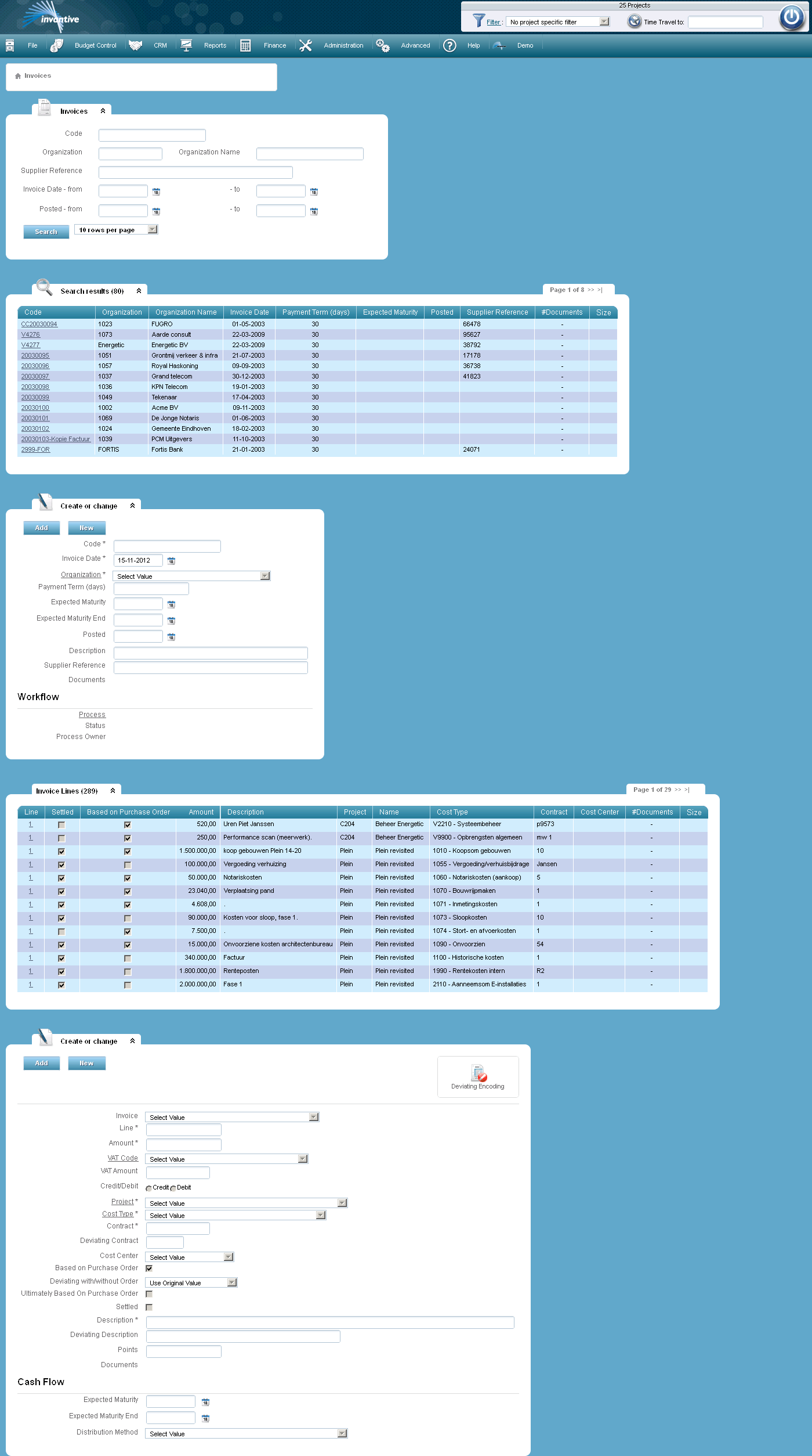 Invoicing and Invoice Lines Screen Invoicing and Invoice Lines Screen