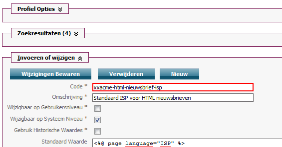 Newsletter Code with Invantive Server Pages Web Front End Screen