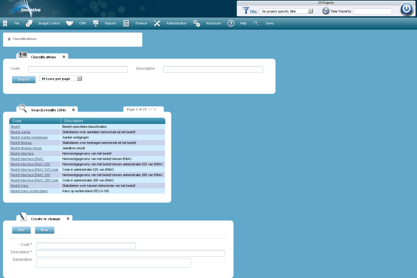 Classifications Screen Classifications Screen