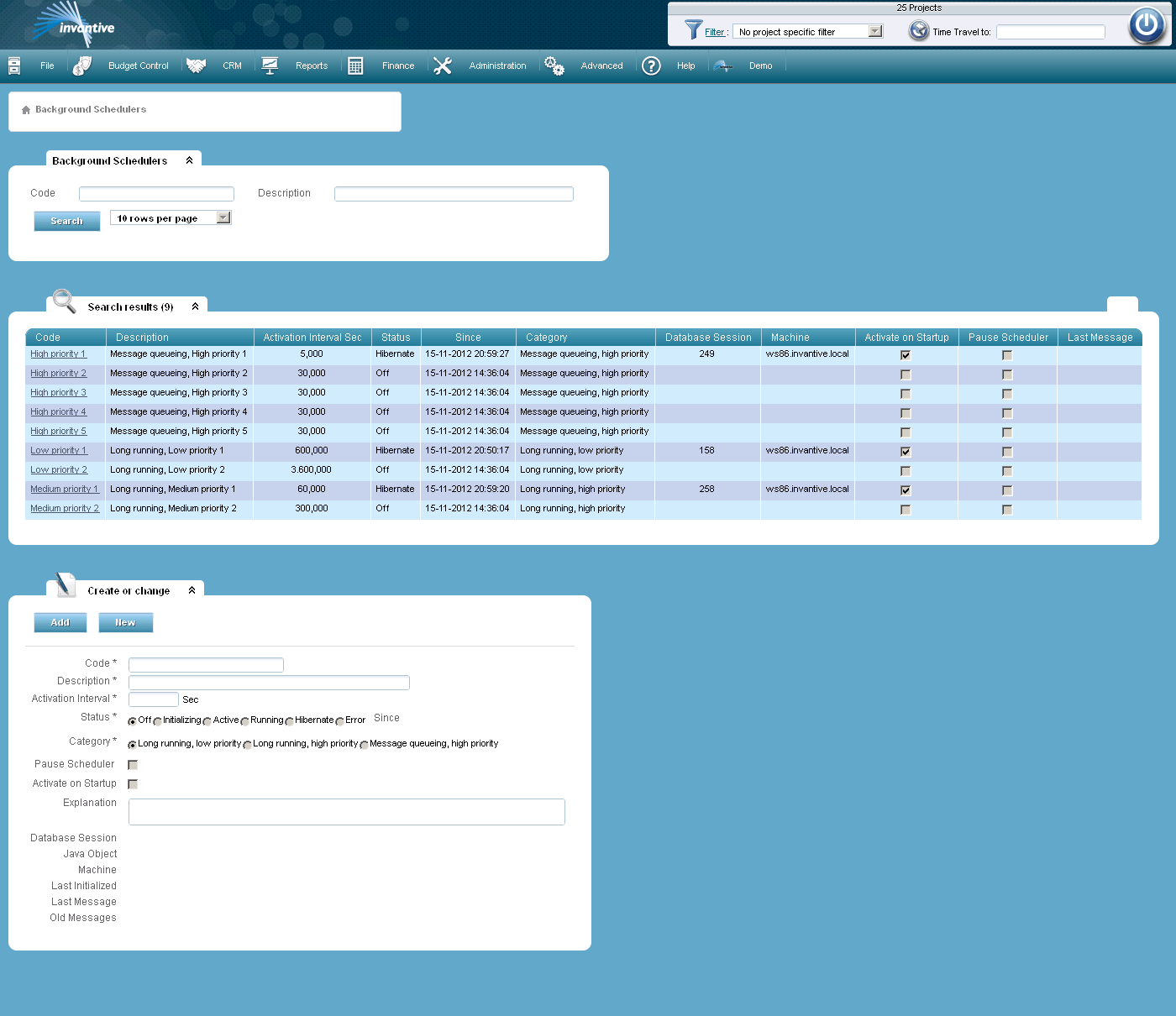 Background Schedulers Screen Background Schedulers Screen