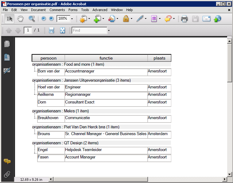 Screen Invantive Query Tool exporting results to PDF Screen Invantive Query Tool exporting results to PDF