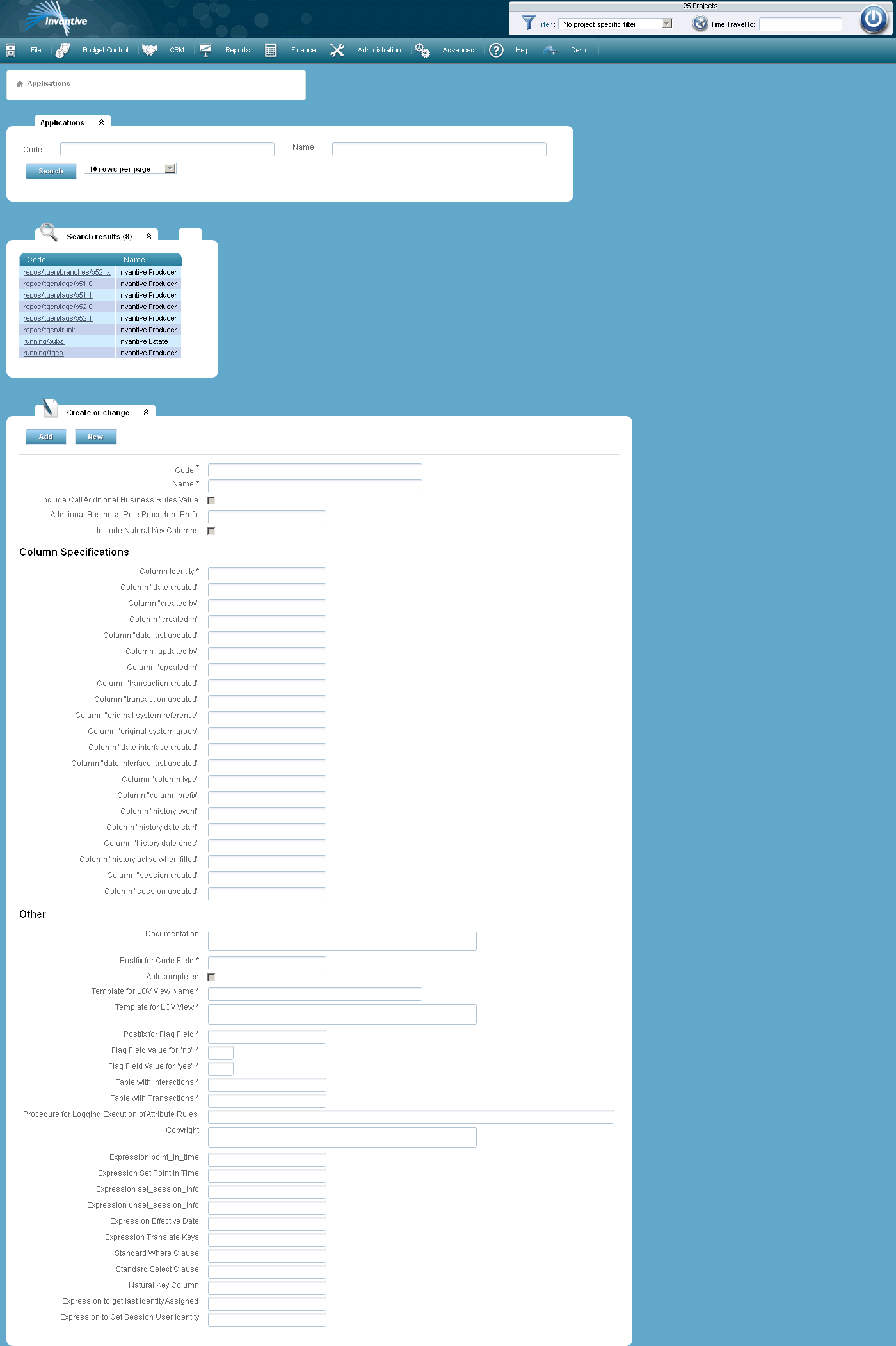 Applications Screen Applications Screen