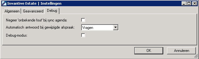 Screen Outlook Add-In settings: Debug Screen Outlook Add-In settings: Debug