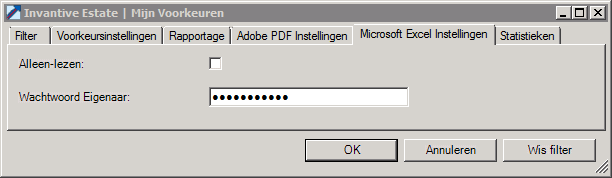 Screen Outlook Add-in My Preferences: Microsoft Excel Settings Screen Outlook Add-in My Preferences: Microsoft Excel Settings