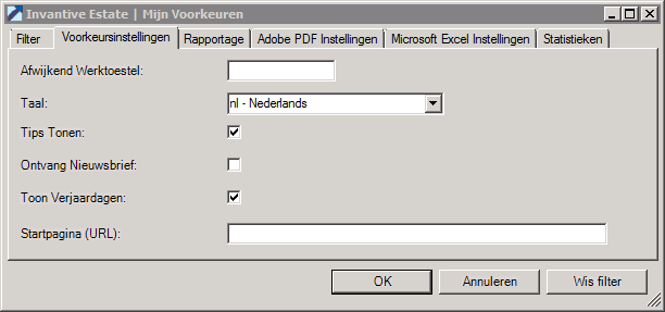 Screen Outlook Add-in My Preferences: Preference setting Screen Outlook Add-in My Preferences: Preference setting