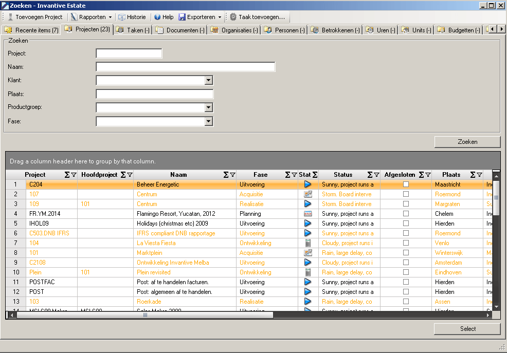 Scherm Outlook Add-in Searching of Projects Scherm Outlook Add-in Searching of Projects