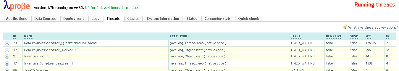 Threads in Apache Tomcat Screen Threads in Apache Tomcat Screen